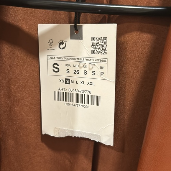 Zara new with tags brown double breasted jacket size Small - Picture 5 of 5